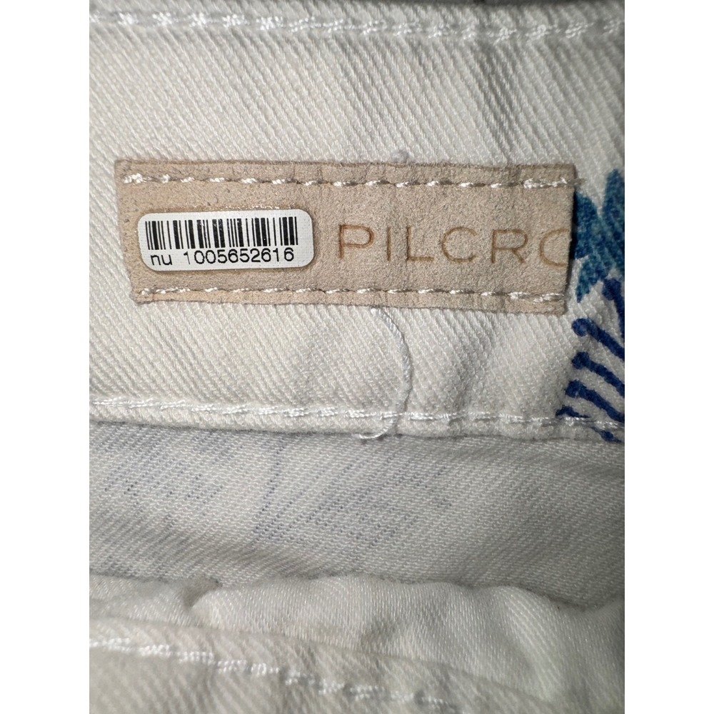Pilcro Denim Shorts Womens White Blue Botanical Palm Print High Rise 29 - Picture 4 of 7